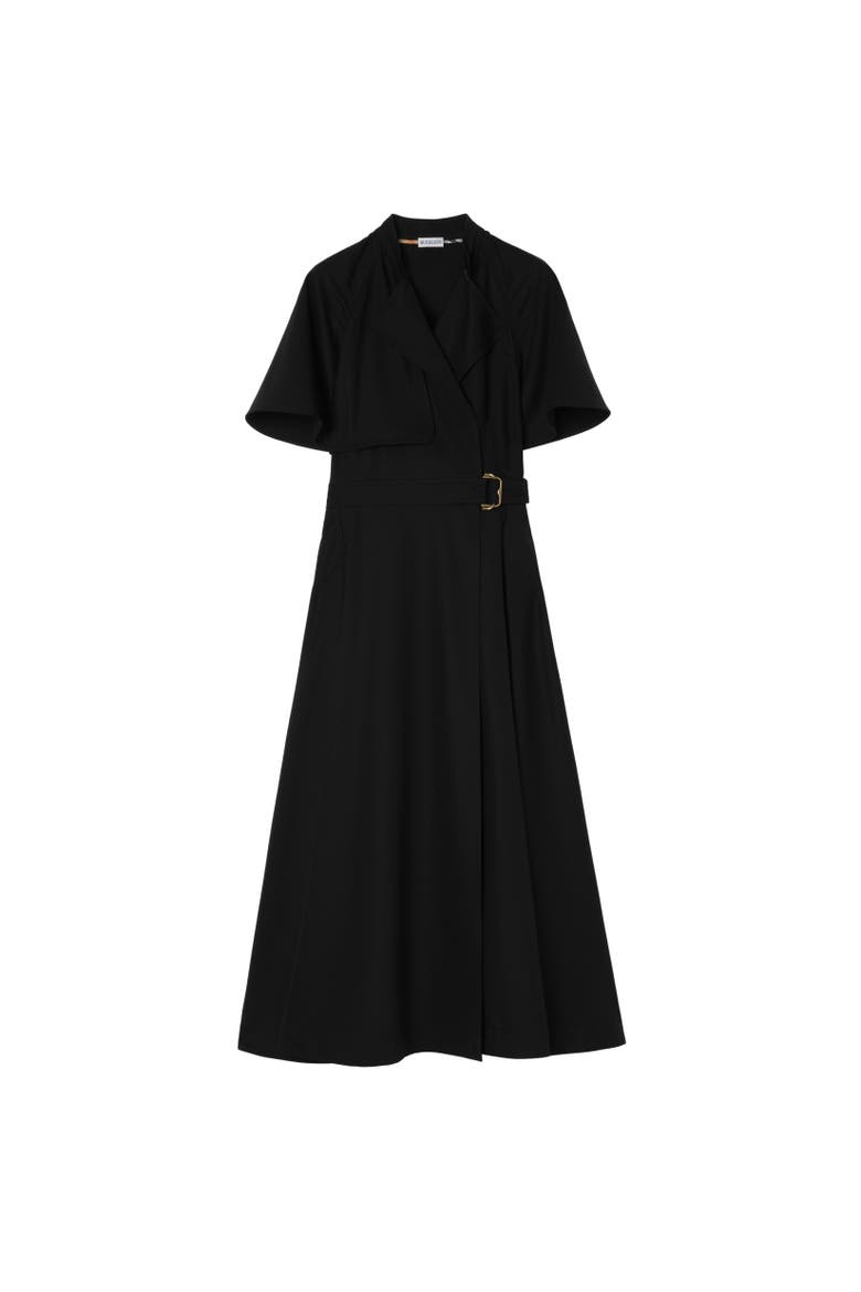 Wool Twill Wrap Dress, Alternate, color, Black