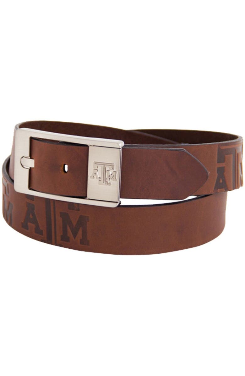 EAGLES WINGS Texas A&M Aggies Brandish Leather Belt - Brown, Main, color, Brown
