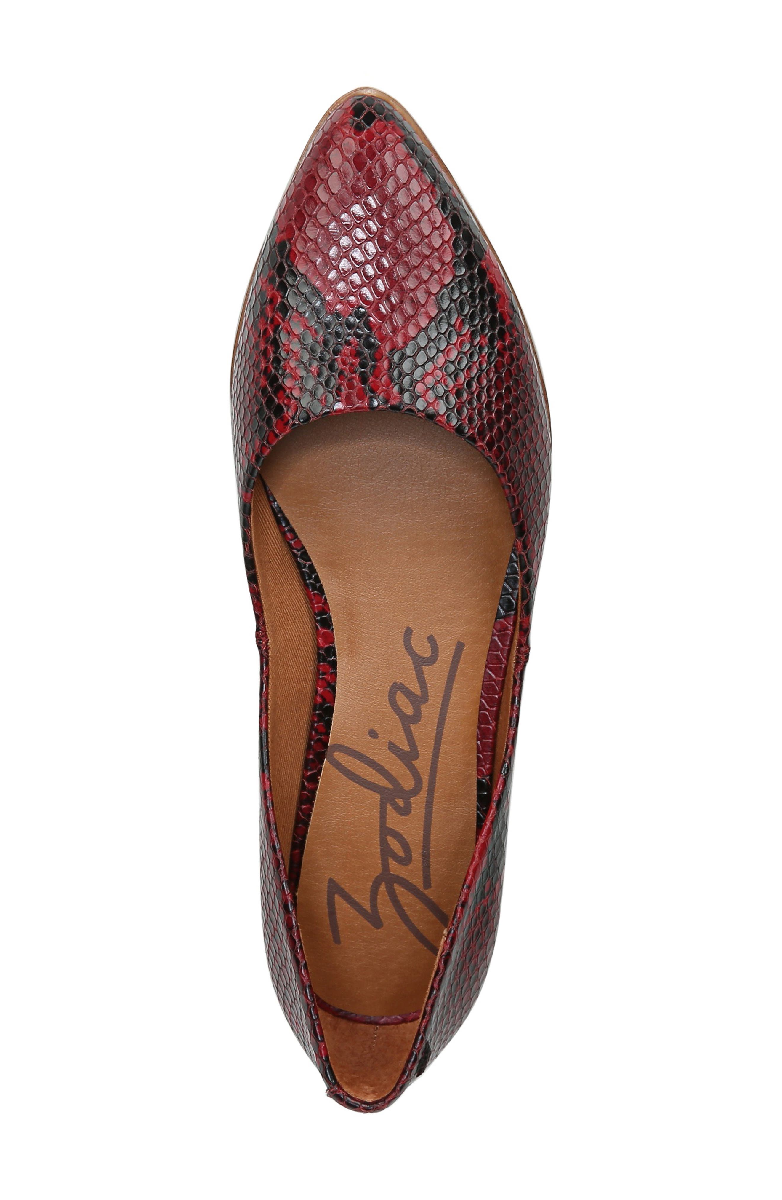 Zodiac Hill Pointy Toe Flat, Alternate, color, Red Leather