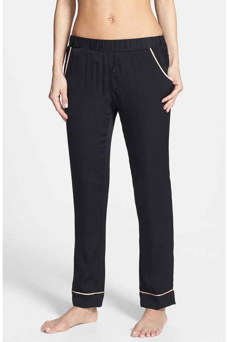 'Ava' Silk Pajama Pants, Main, color, BLACK
