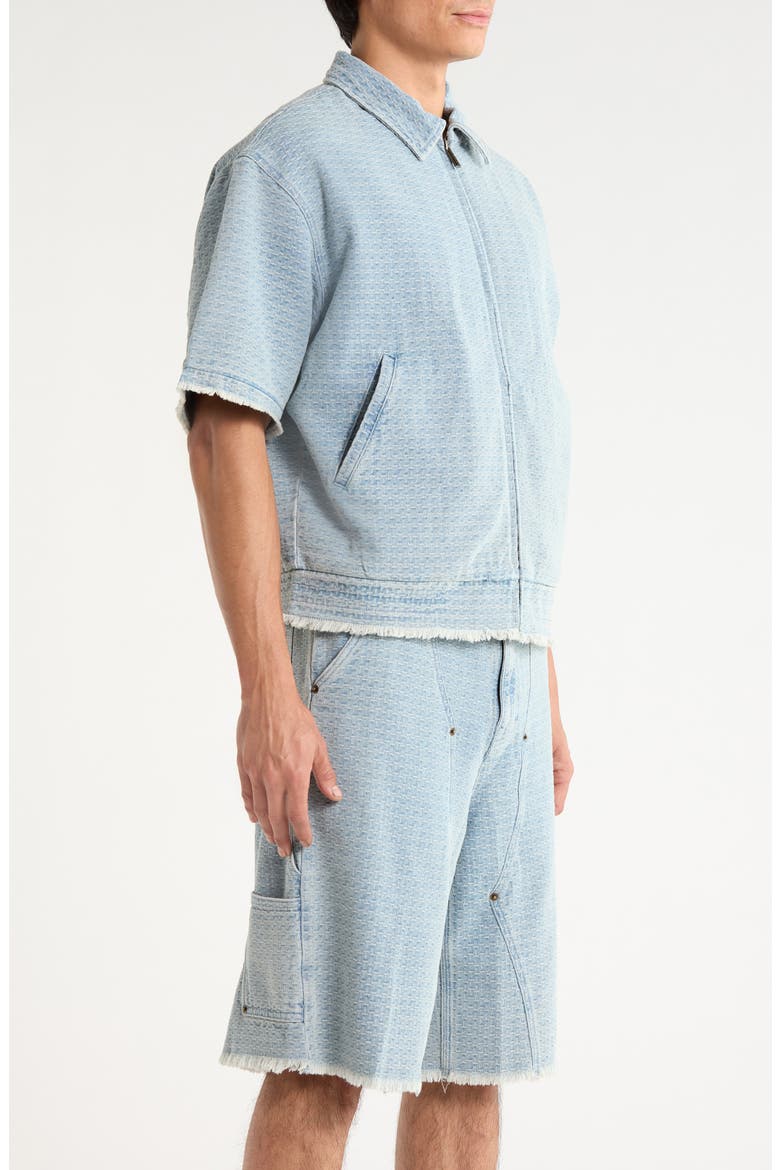 Cotton Blend Zip Front Shirt, Alternate, color, LIGHT INDIGO