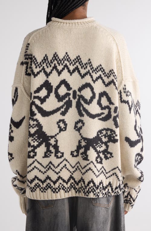 Acne Studios Kaisen Fair Isle Jacquard Donegal Wool Blend Sweater In Ivory/black