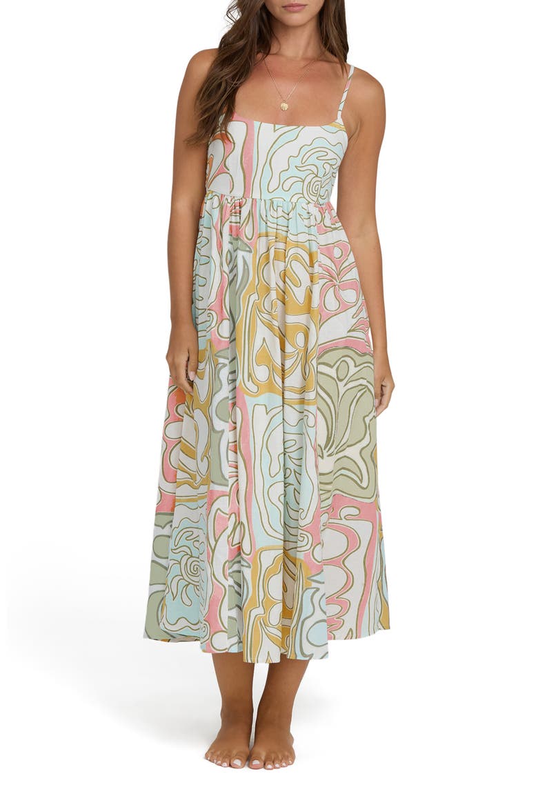 Island Life Cotton & Linen Midi Sundress, Main, color, CLEARWATER