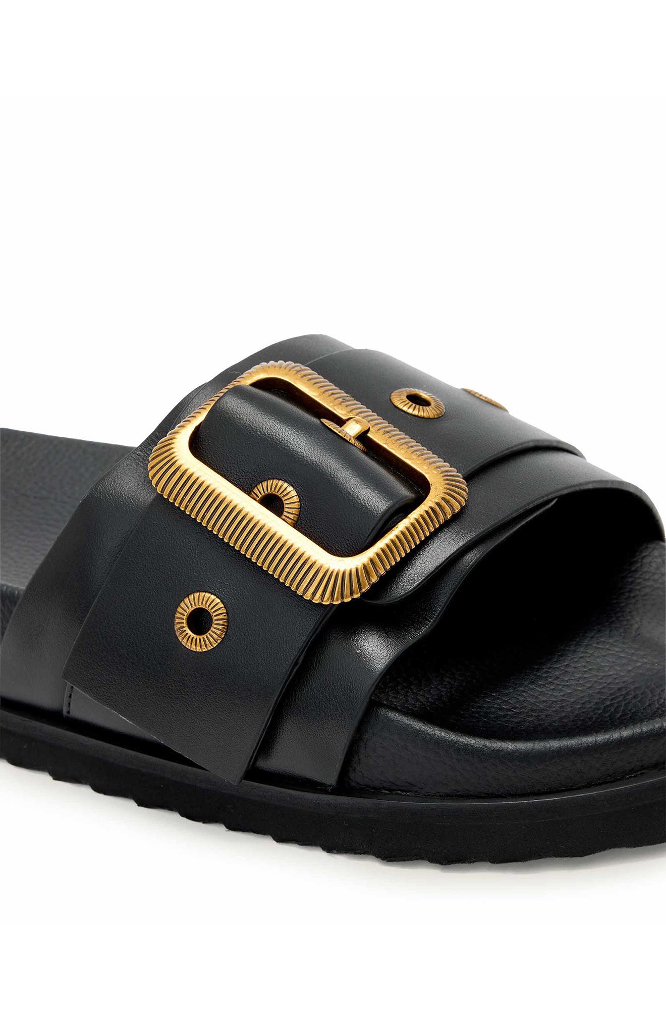 AllSaints Ellie Western Slide Sandal, Alternate, color, Black