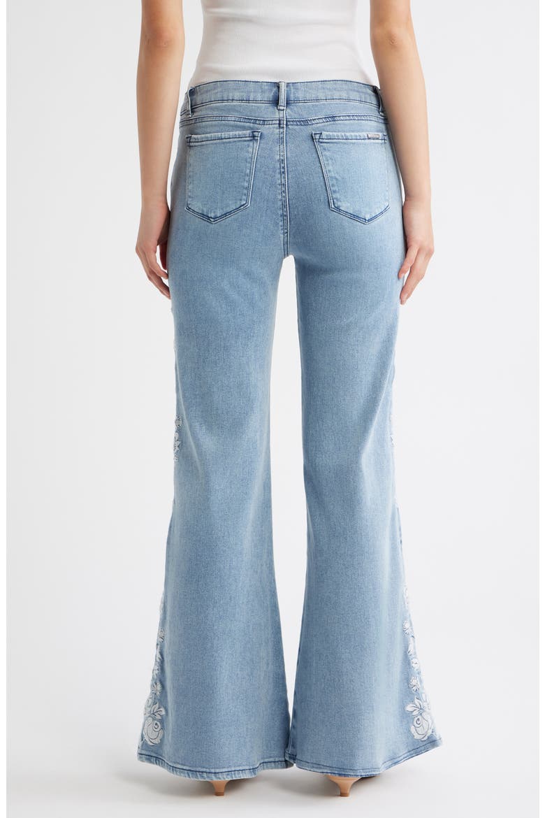 Flower Embroidered Flare Leg Hems, Alternate, color, LIGHT INDIGO