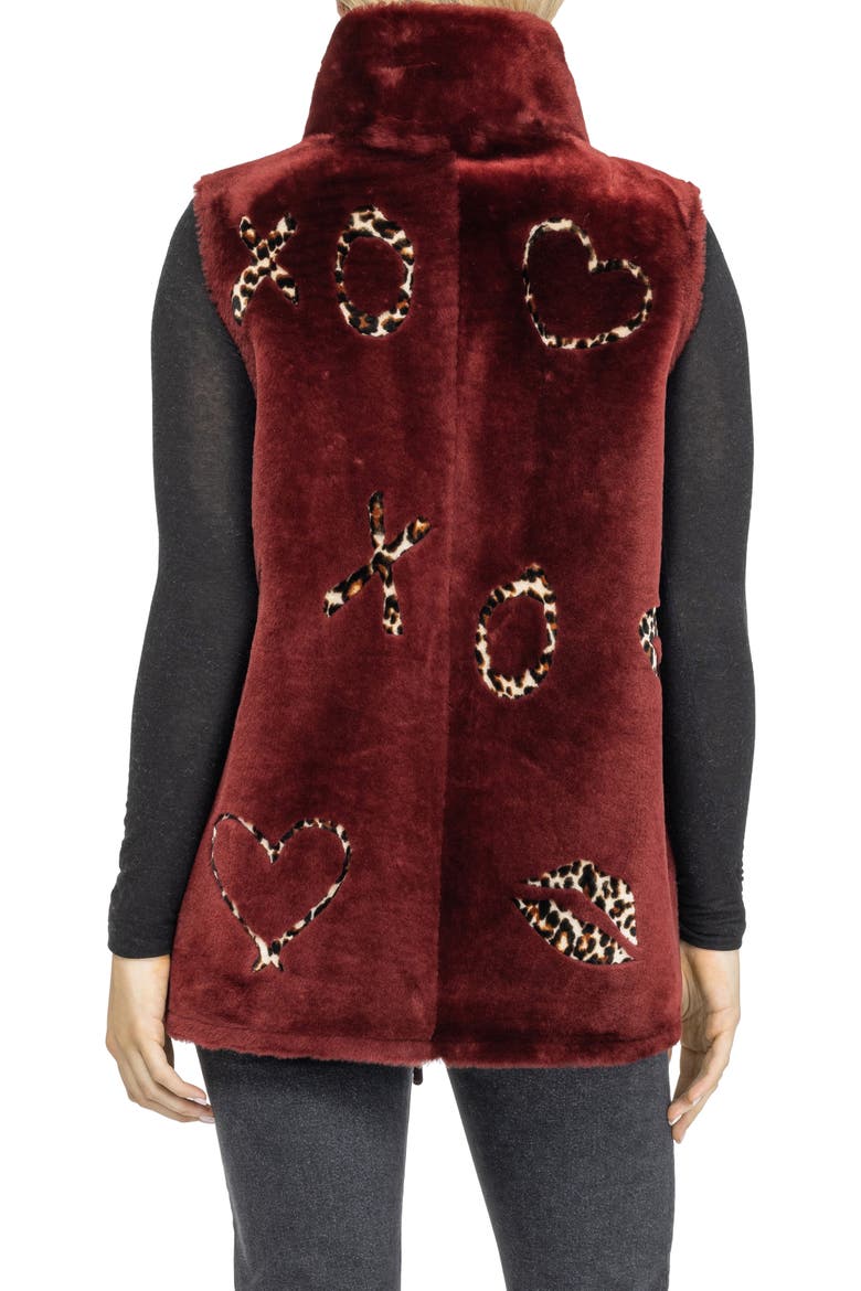 Reversible Genuine Shearling Zipper Vest, Alternate, color, WINE/XO LPRD