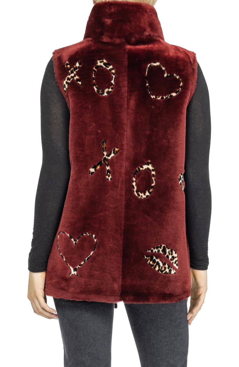 GORSKI Reversible Genuine Shearling Zipper Vest, Alternate, color, Wine/Xo Lprd