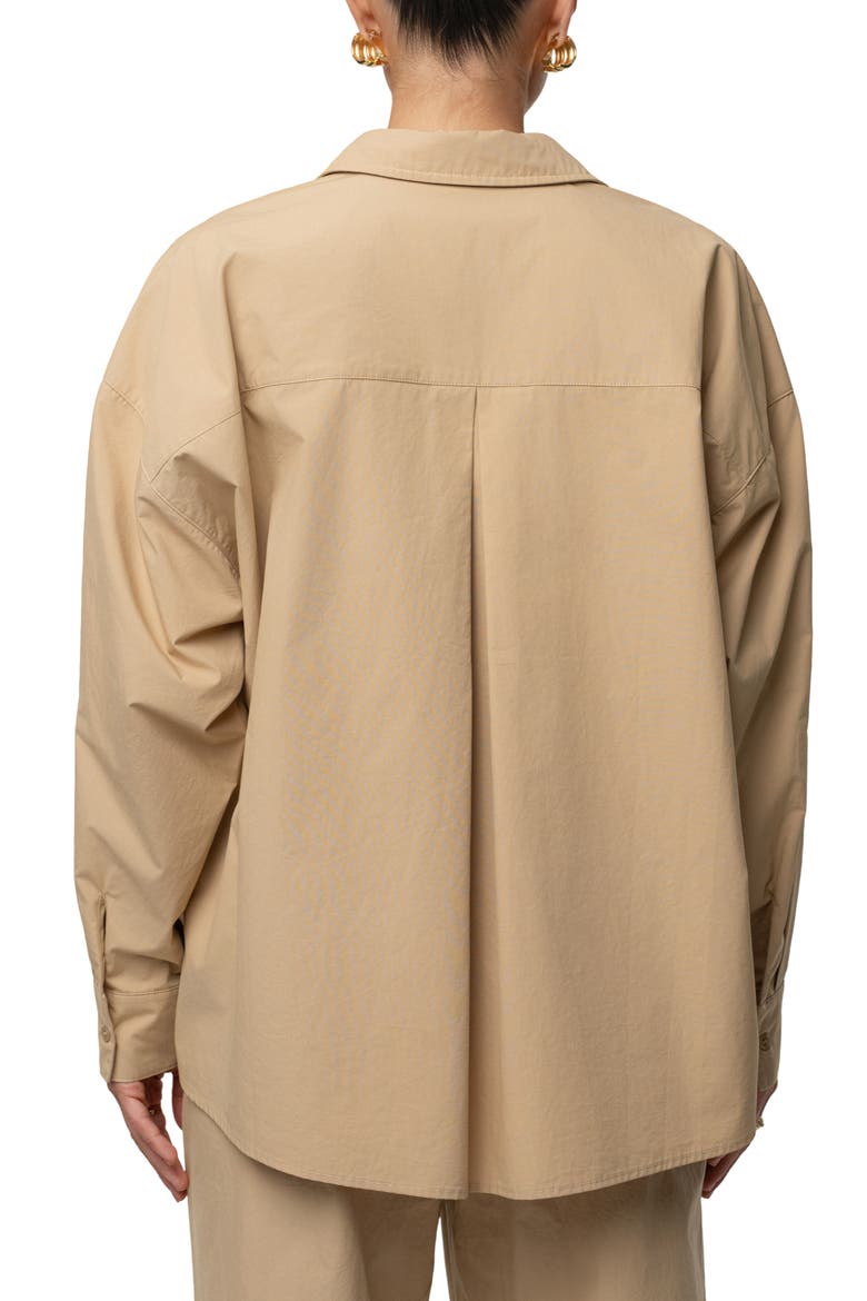 Leon Oversize Cotton Poplin Button-Up Shirt, Alternate, color, BEIGE