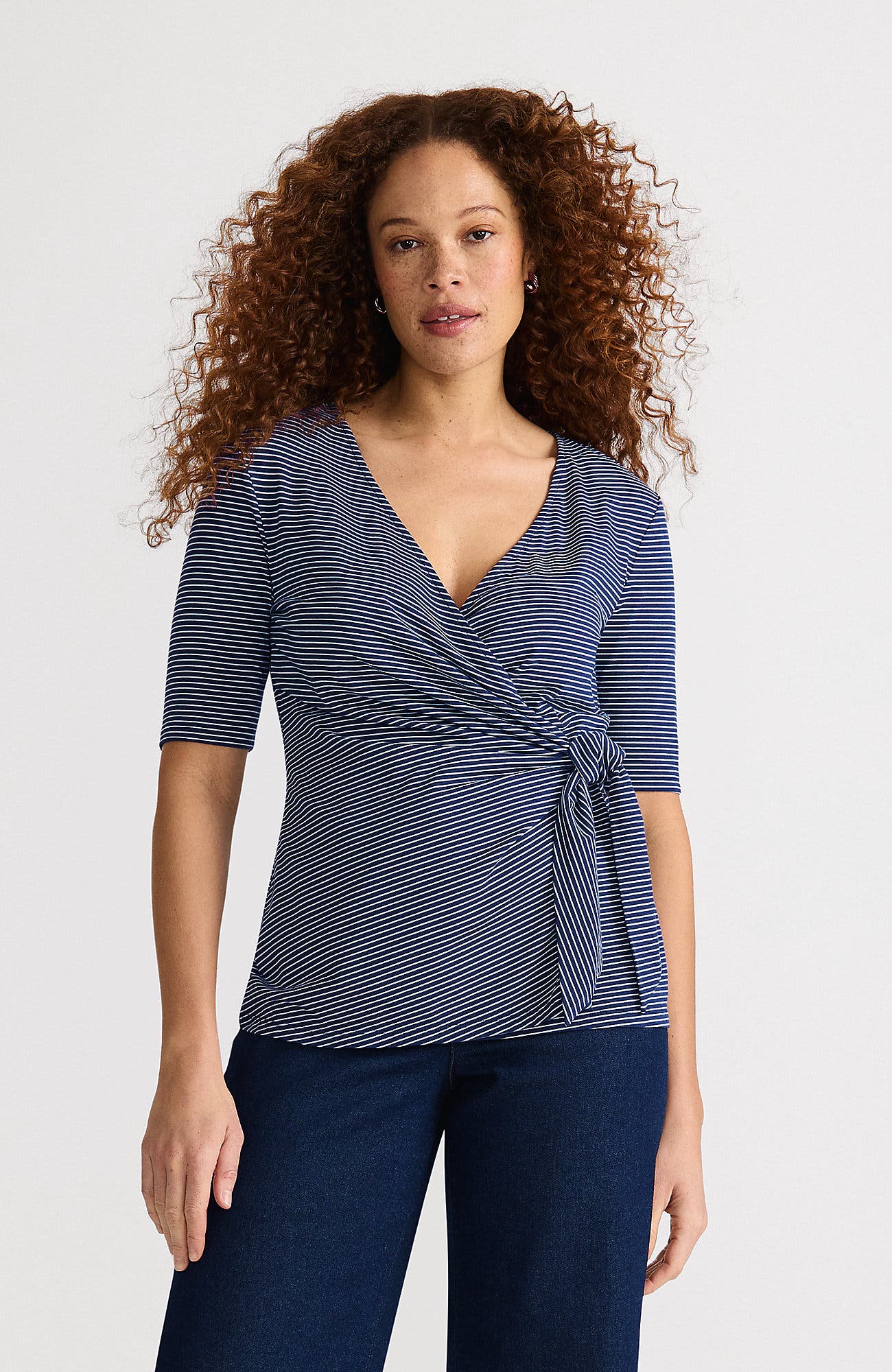 selected Deep Sea Navy Tiny Stripe
