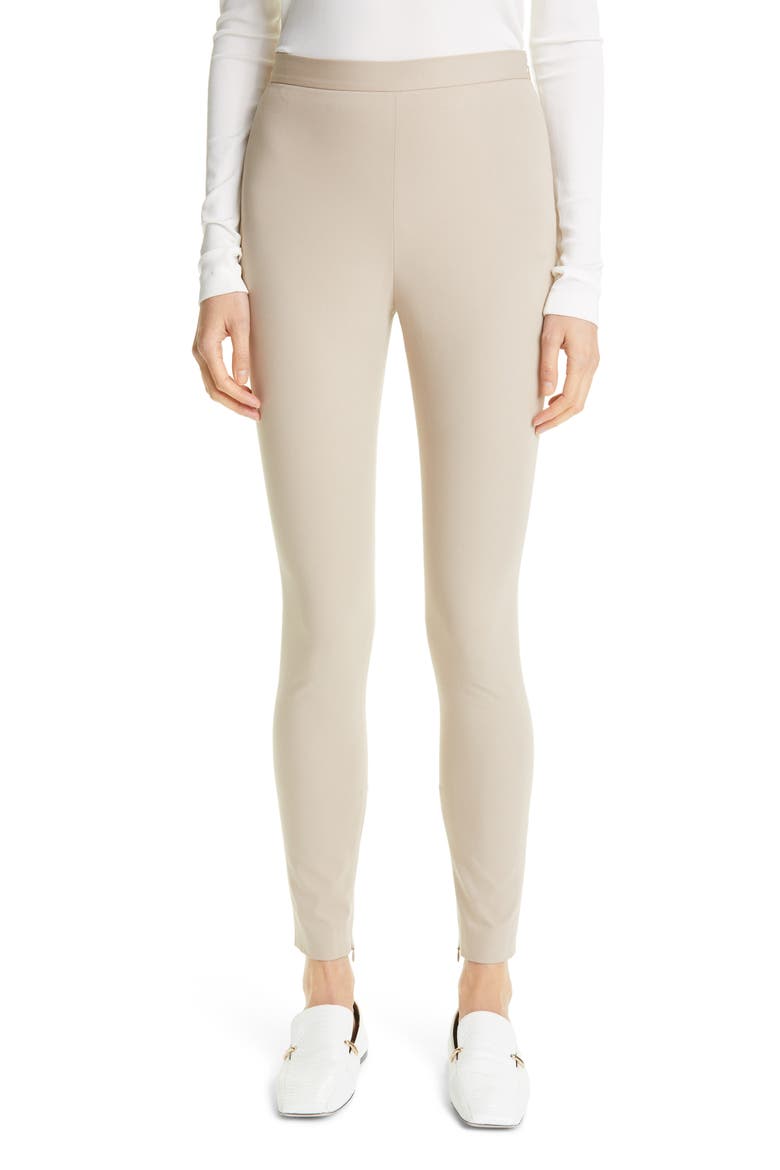 Ankle Zip Stretch Gabardine Pants, Main, color, BEIGE