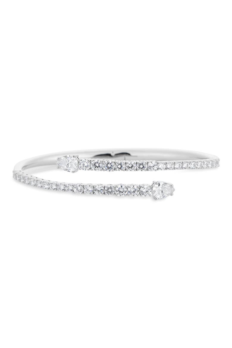 Isle Crystal Bypass Bracelet, Main, color, RHODIUM