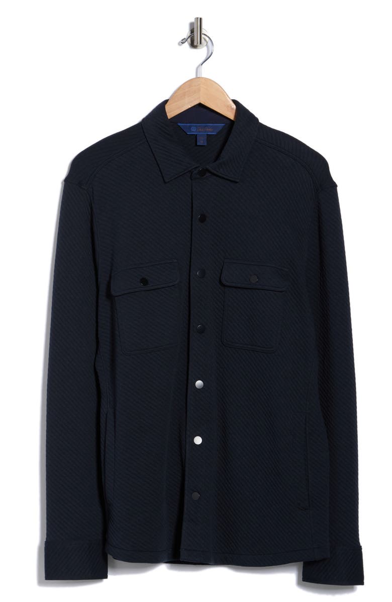 David Donahue Quilted Cotton Overshirt, Alternate, color, Navy