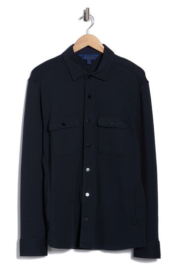 David Donahue Quilted Cotton Overshirt In Blue