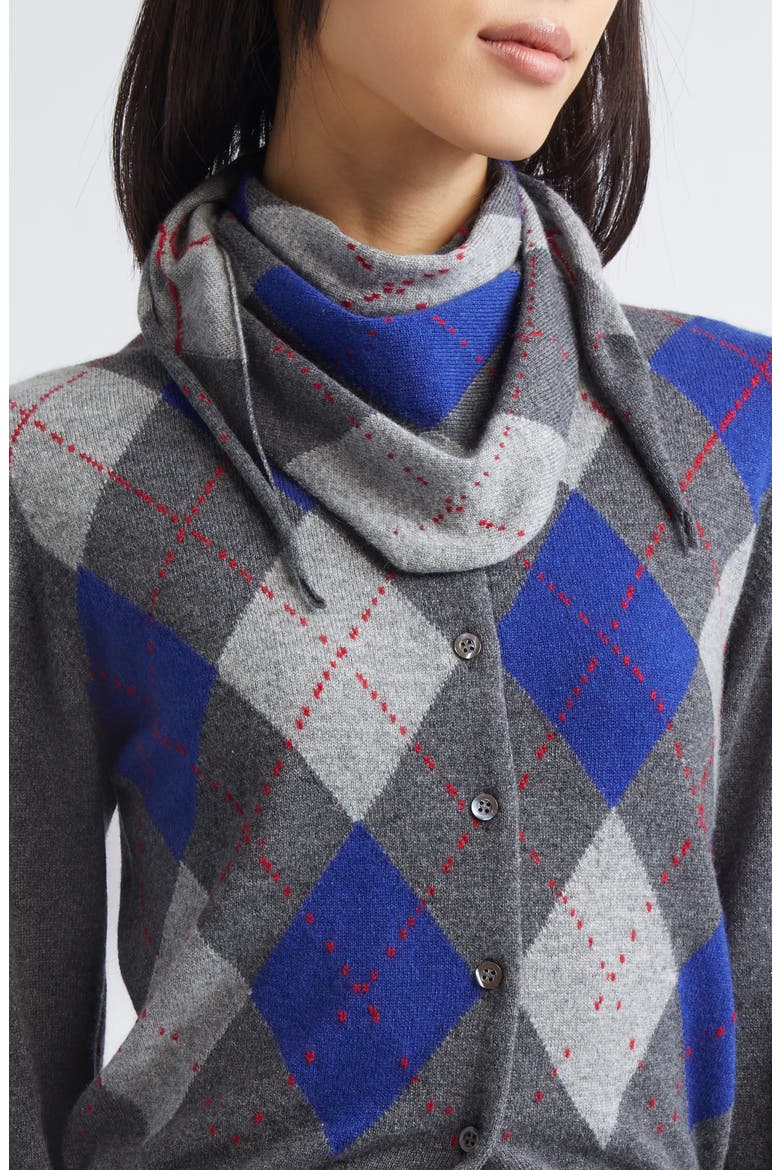 Clan Plaid Cashmere Triangle Scarf, Main, color, JU1614 MID GREY