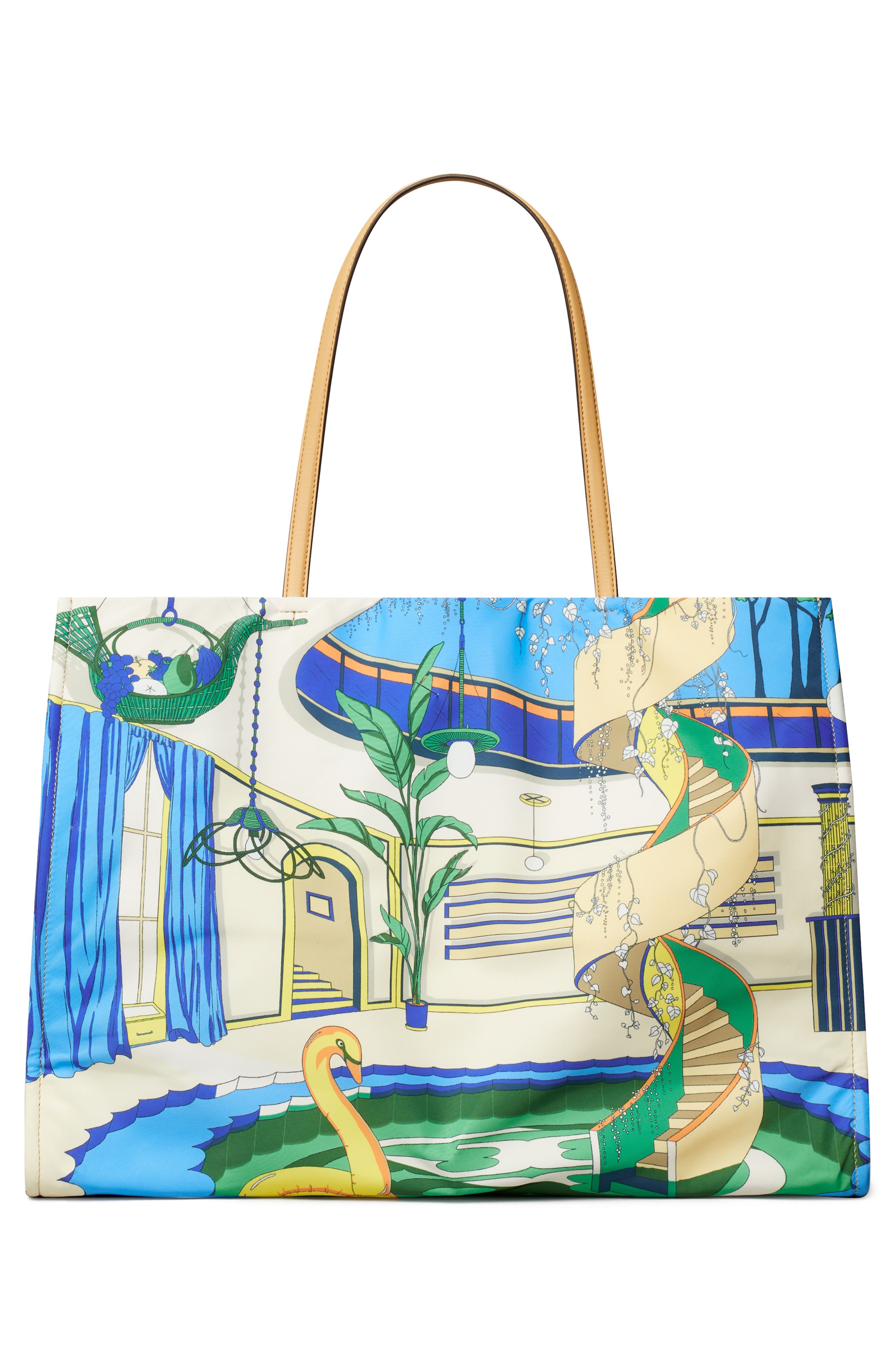 Tory Burch Ella Print Tote, Alternate, color, The Pool Blue