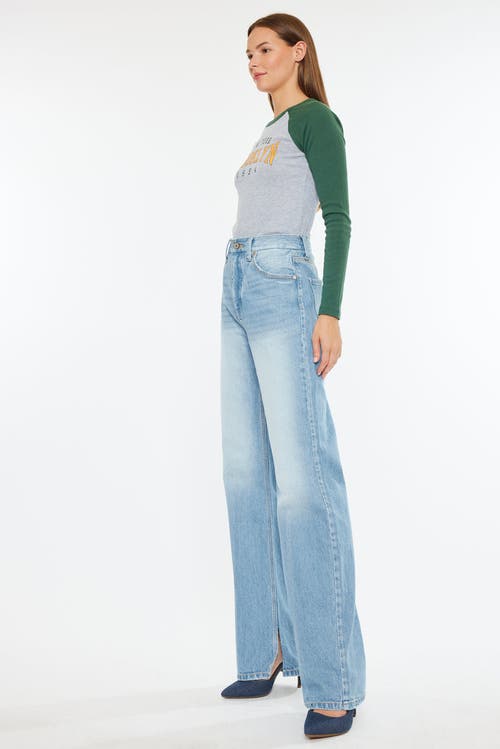 Kancan Janna High Rise 90's Flare Jeans In Light Wash