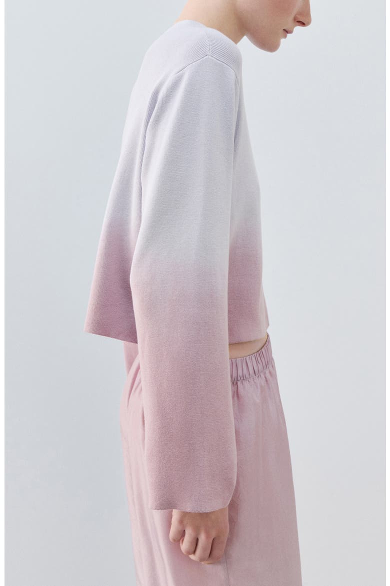 Gradient Crop Cotton Cardigan, Alternate, color, LILAC