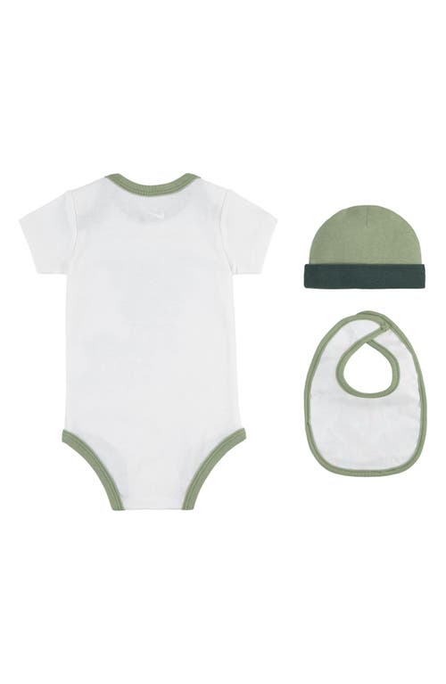 Nike Just Do It Bodysuit, Bib & Beanie Set In Sail