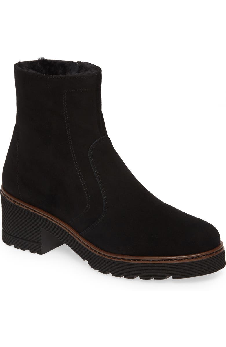 Pas de Rouge Rolet Zip Bootie with Genuine Shearling Lining, Main, color,