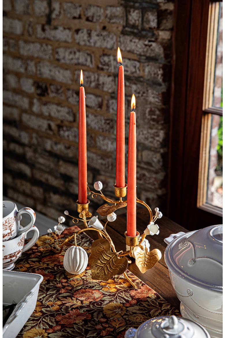 Forest Walk Pumpkin Vine Triple Candleholder, Alternate, color, GOLD