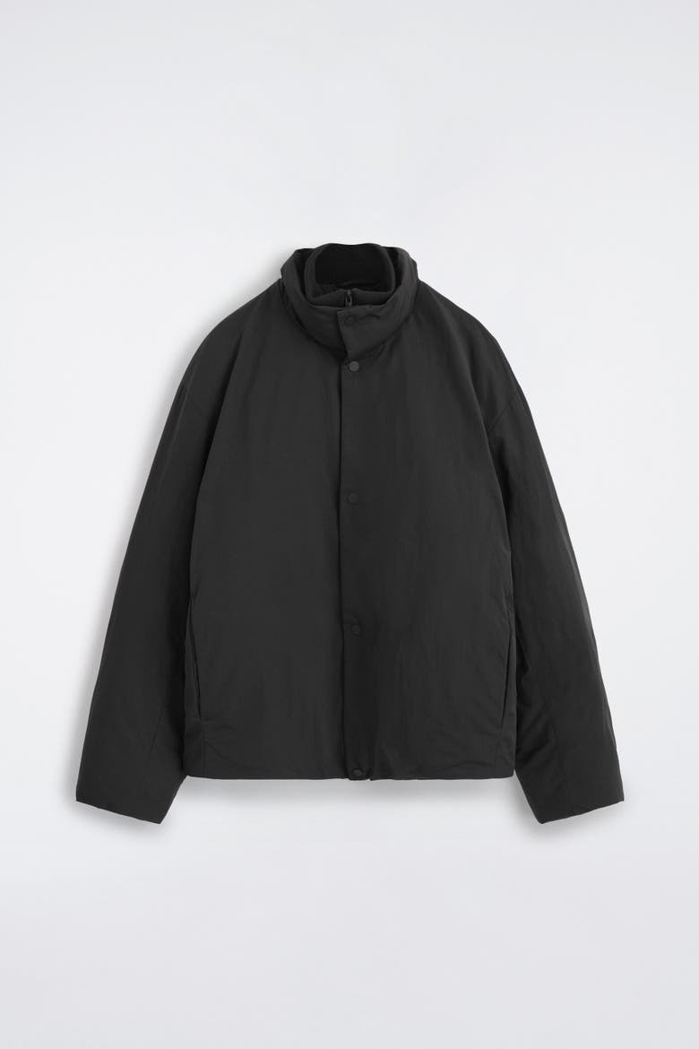 Padded Mock-Neck Down Jacket, Alternate, color, BLACK