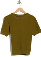 Adrianna Papell Ribbed Crewneck Short Sleeve Sweater