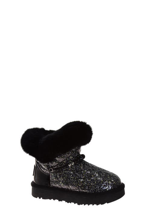 Kids' Cozy Glitter Faux Fur Bootie