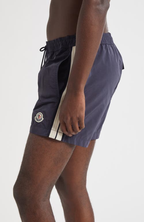 Moncler Nylon Swim Trunks With Logo Patch On The Front