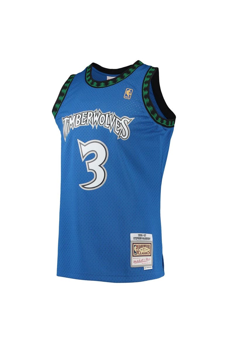 Men's Mitchell & Ness Stephon Marbury Blue Minnesota Timberwolves 1996/97 Hardwood Classics Swingman Jersey, Alternate, color, Blue