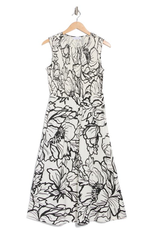 Calvin Klein Smock Top Midi Dress In Black