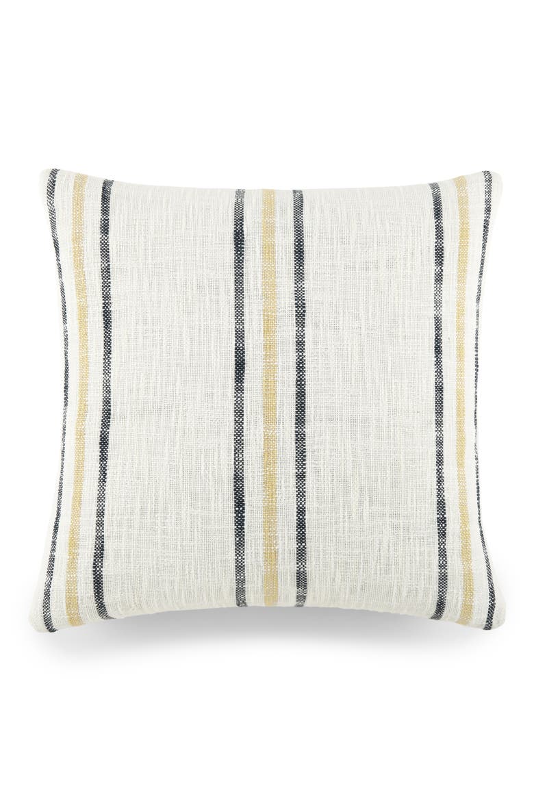 Yarn-Dyed Stripe Cotton Throw Pillow, Main, color, MUSTARD