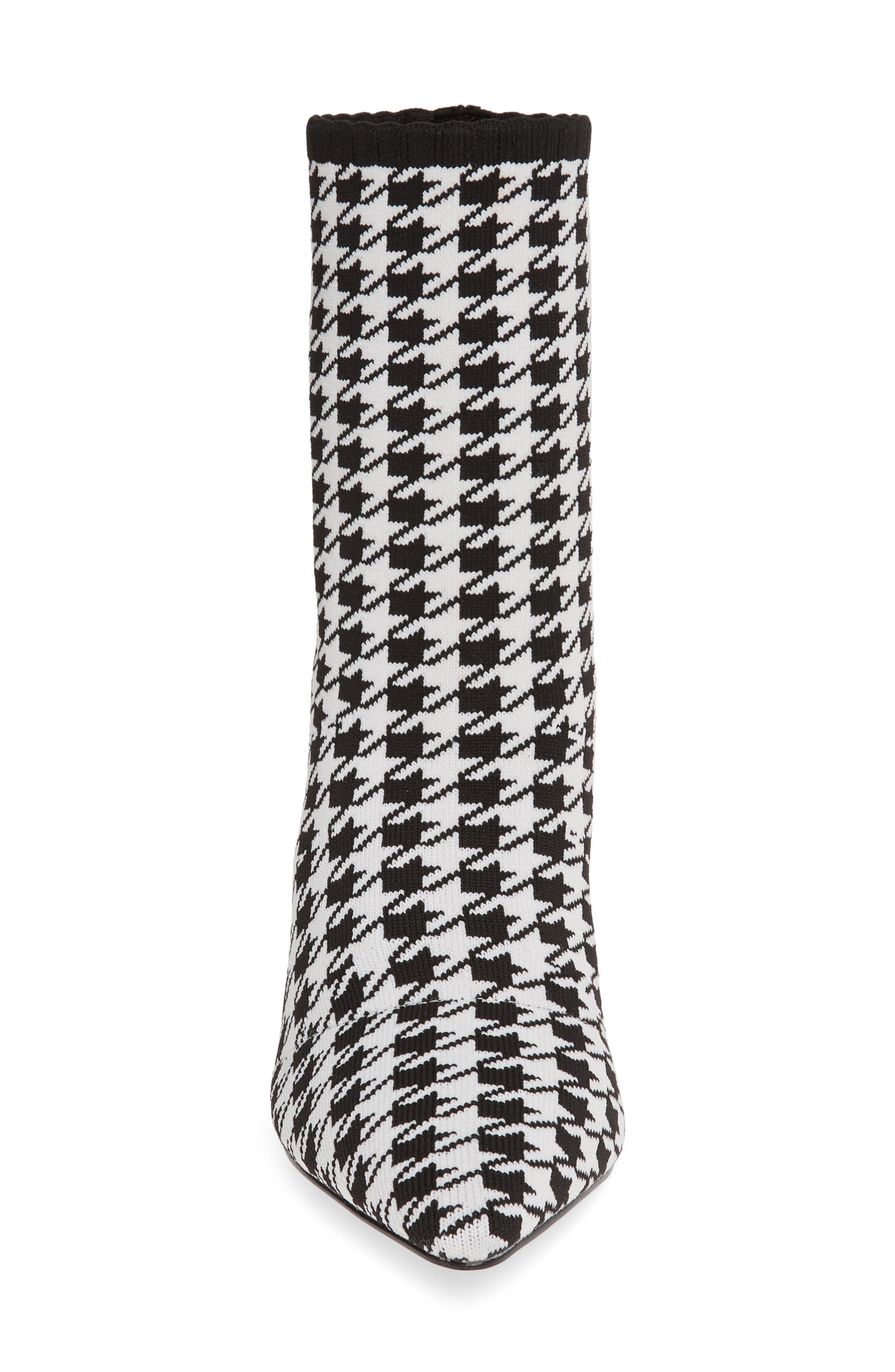 Pointed Toe Boot, Alternate, color, BLACK/ WHITE FABRIC