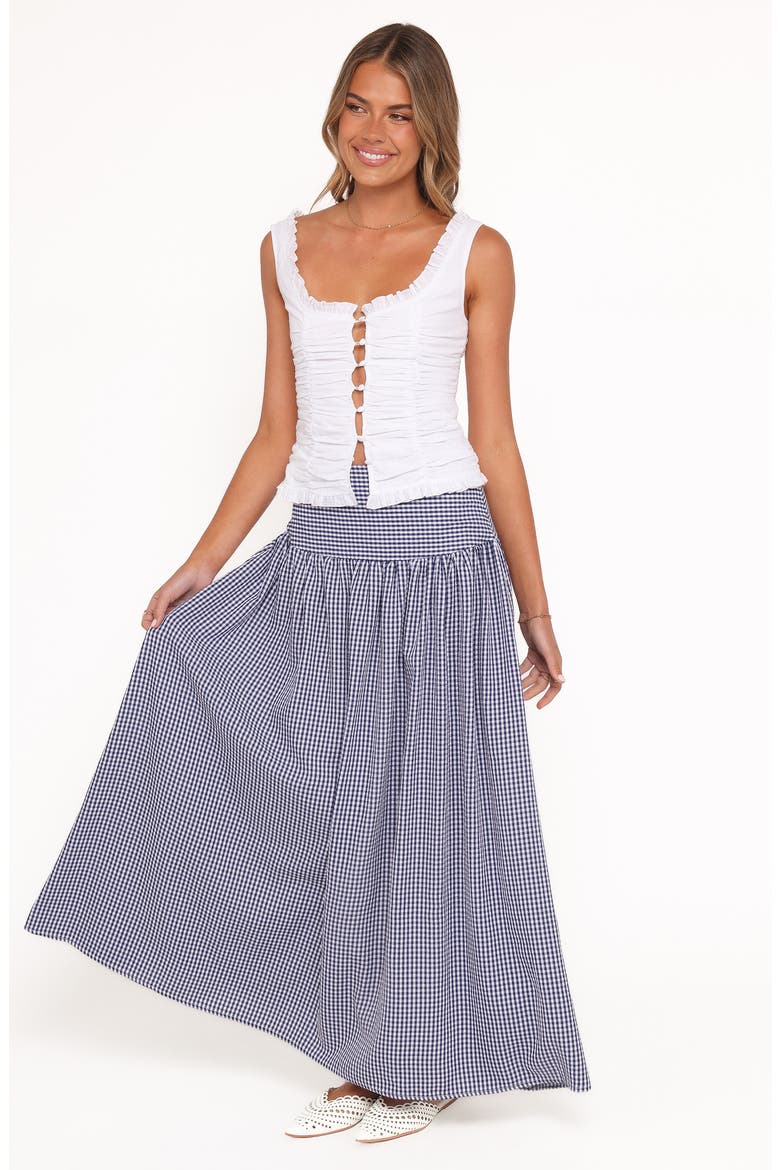 Laurita Gingham Maxi Skirt, Alternate, color, NAVY GINGHAM
