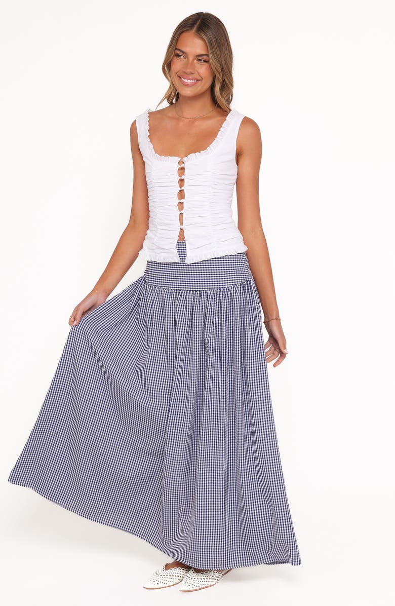 Petal & Pup Laurita Gingham Maxi Skirt, Alternate, color, Navy Gingham