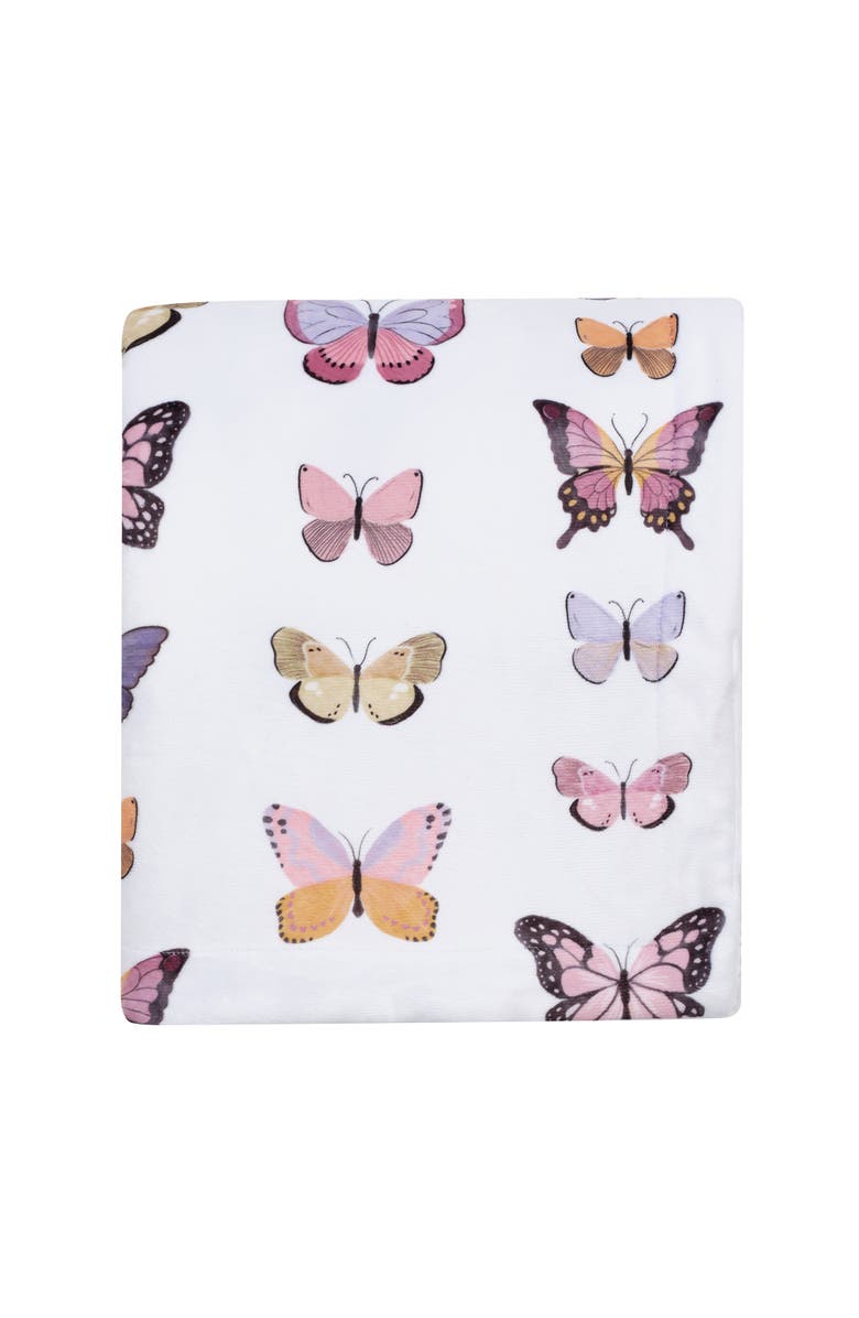 Lambs & Ivy Butterfly Dreams Ultra-Soft Fleece/Faux Shearling Baby Blanket, Alternate, color, White