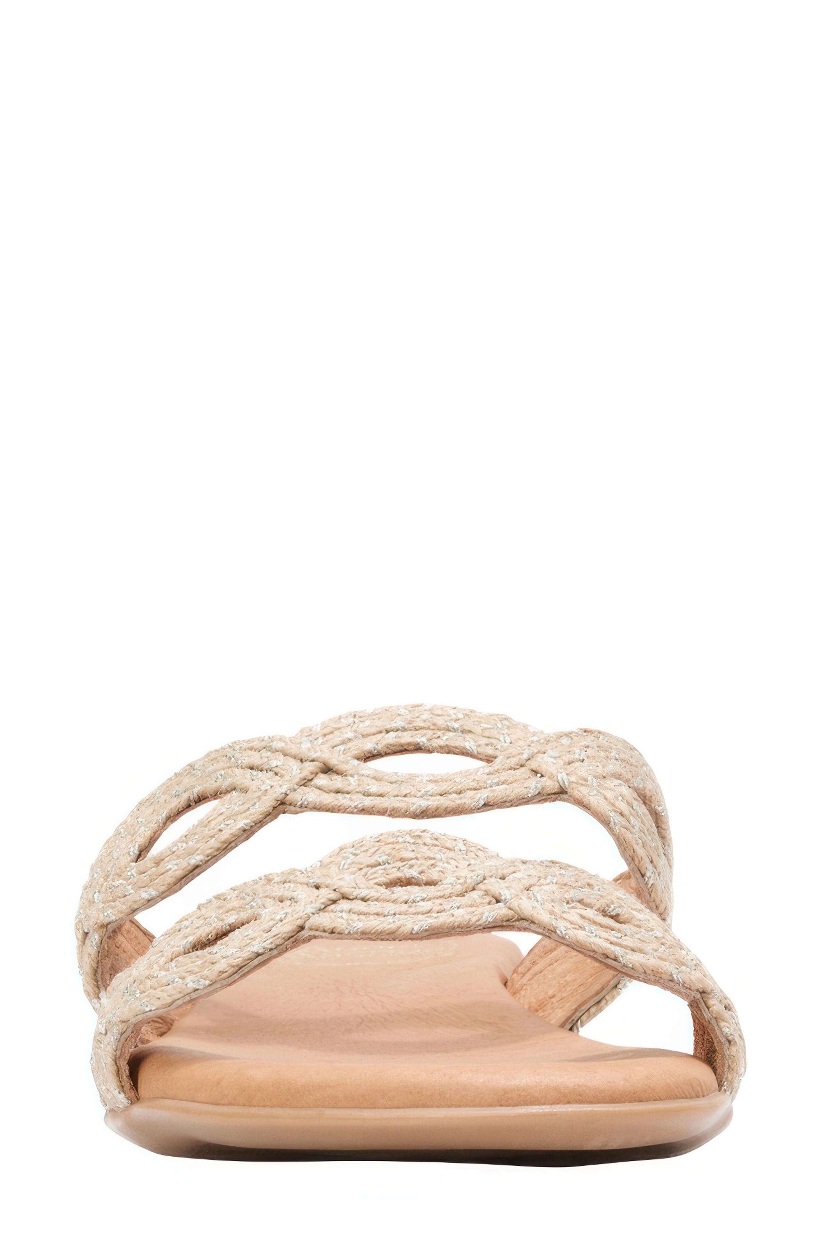 André Assous Nizzie Double Strap Slide Sandal, Alternate, color, Natural/ Platino