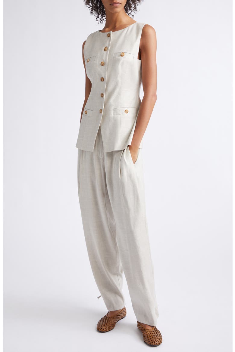 Amra Bateau Neck Linen Blend Vest, Alternate, color, DESERT