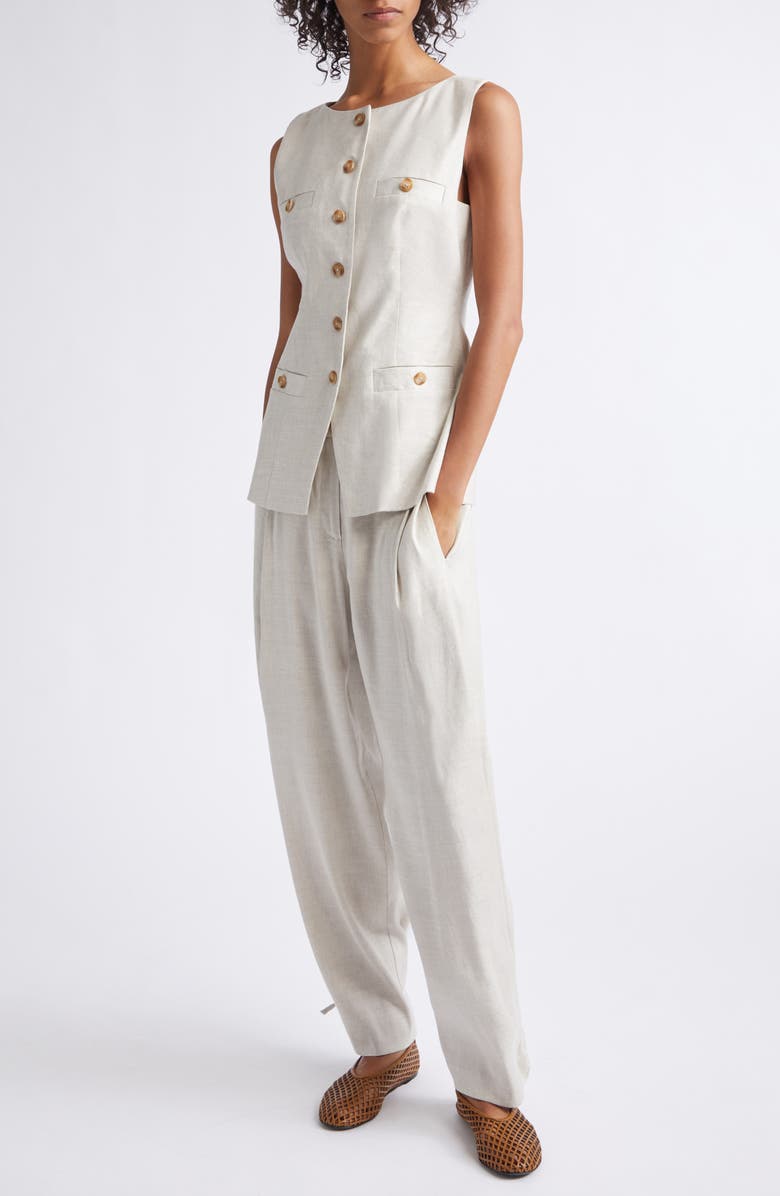 Toccin Amra Bateau Neck Linen Blend Vest, Alternate, color, Desert