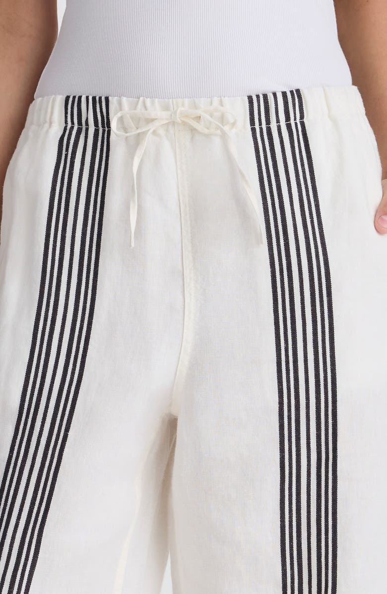 Madewell Linen Blend Pull-On Pants, Alternate, color, Bold Placement Stripe Black
