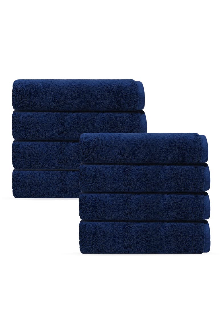 Puresoft 8-Piece Turkish Cotton Hand Towels, Main, color, NAVY