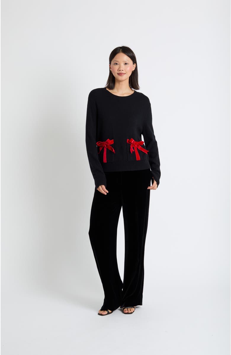 Chinti & Parker Wool-Cashmere Velvet Bow Sweater, Alternate, color, 