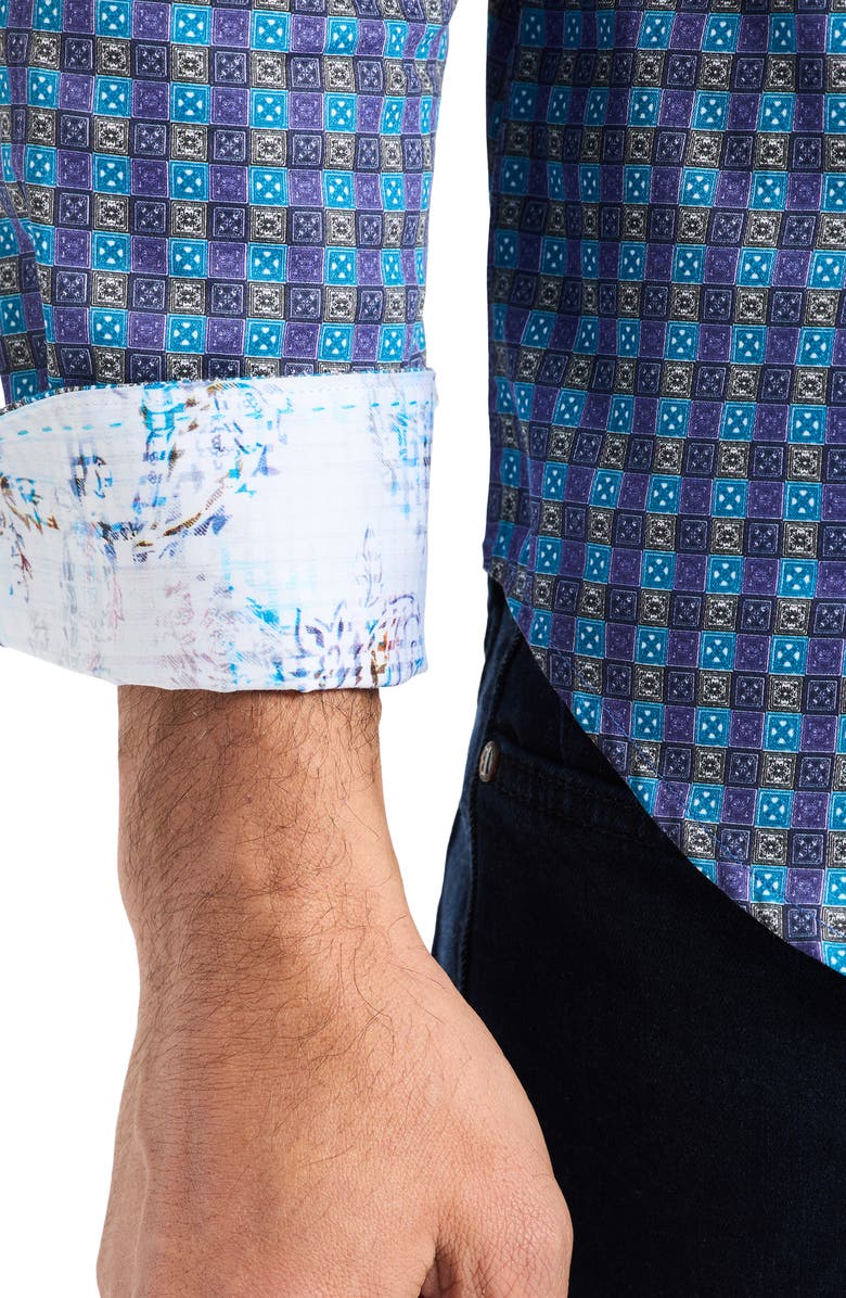 Robert Graham Ostin Cotton Button-Up Shirt, Alternate, color, Berry