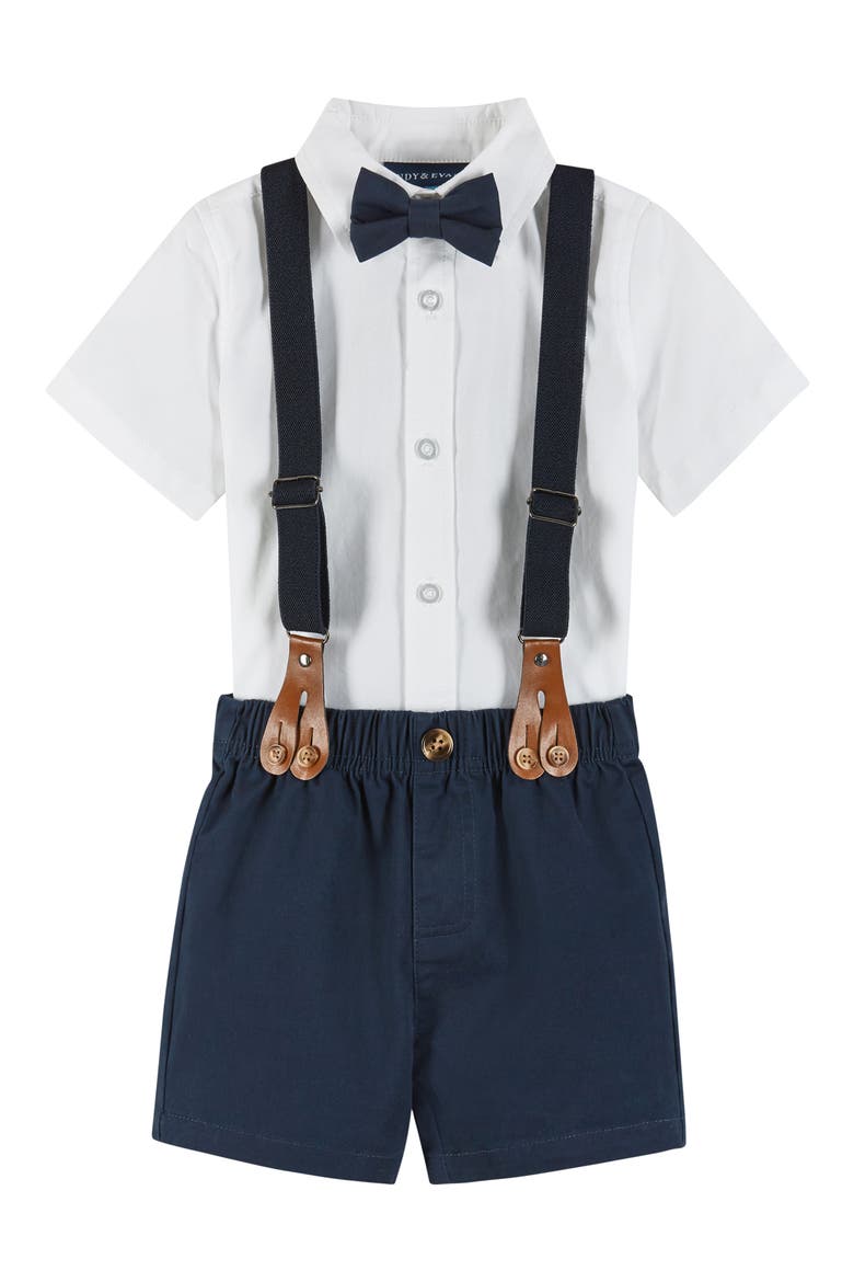 Button-Up Shirt, Suspenders, Shorts & Bow Tie Set, Main, color, WHITE