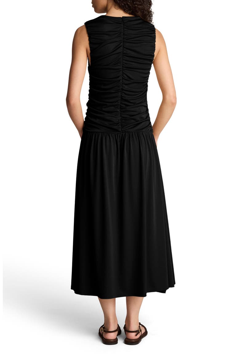 Ruched Sleeveless A-Line Midi Dress, Alternate, color, BLACK