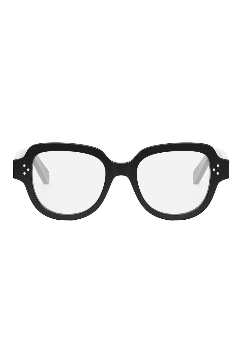 Bold 50mm Round Optical Glasses, Main, color, SHINY BLACK