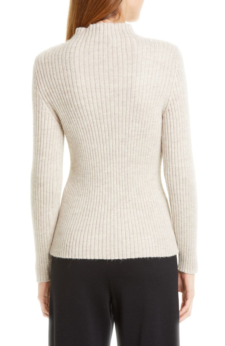 Mansur Gavriel Ribbed Funnel Neck Alpaca & Silk Sweater, Alternate, color, 