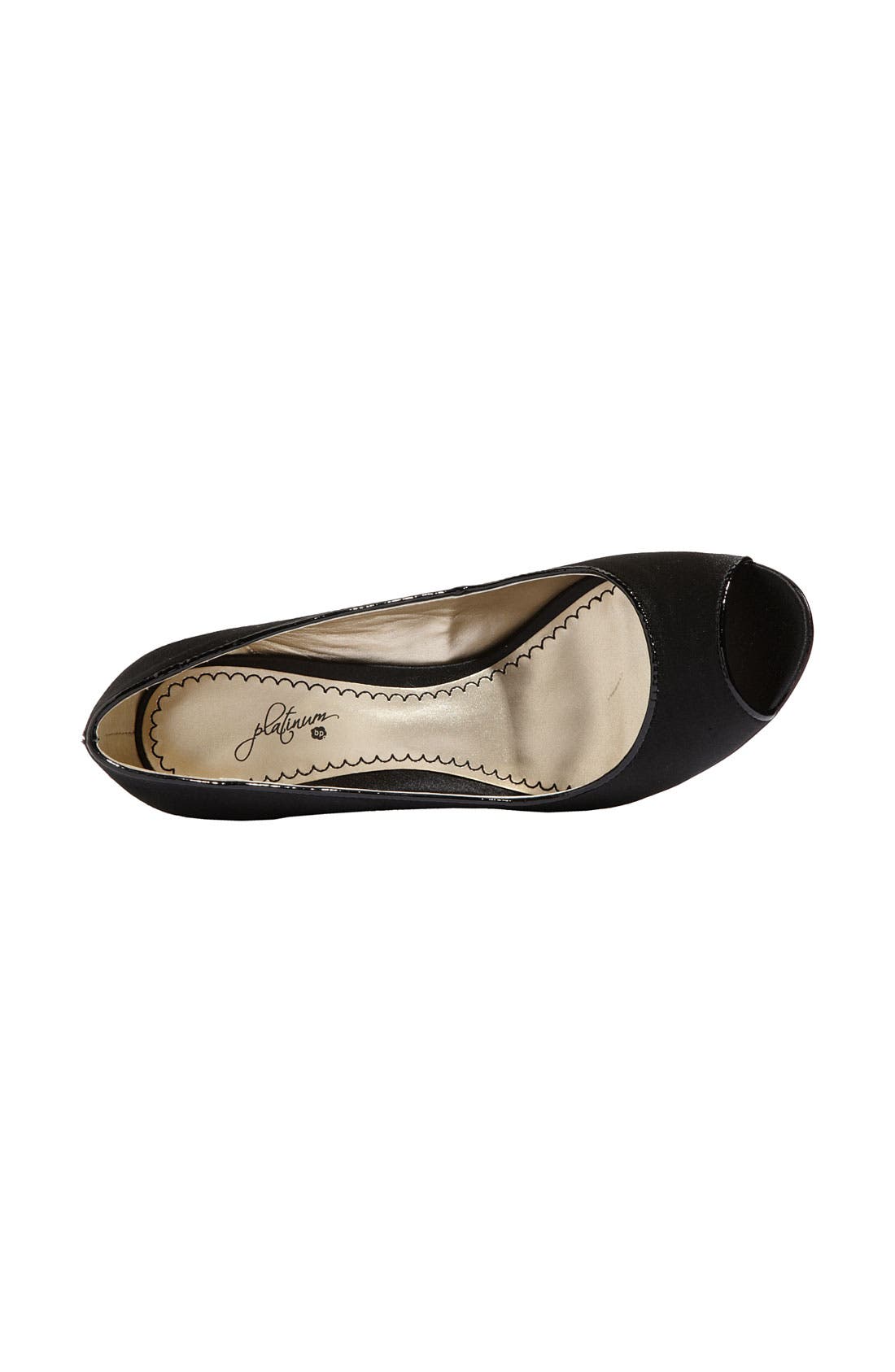 'Fae' Satin Wedge Pump, Alternate, color, BLACK