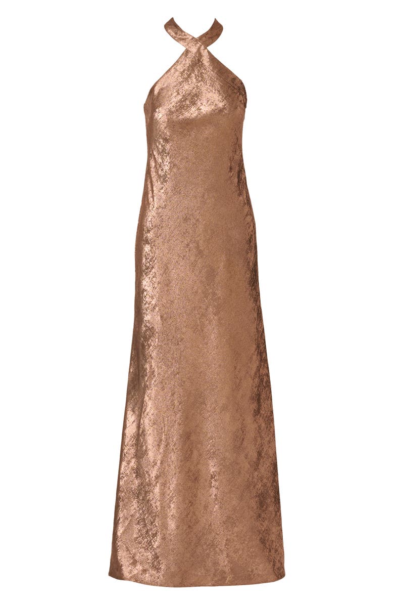 Adrianna Papell Foiled Trumpet Gown, Alternate, color, Mocha