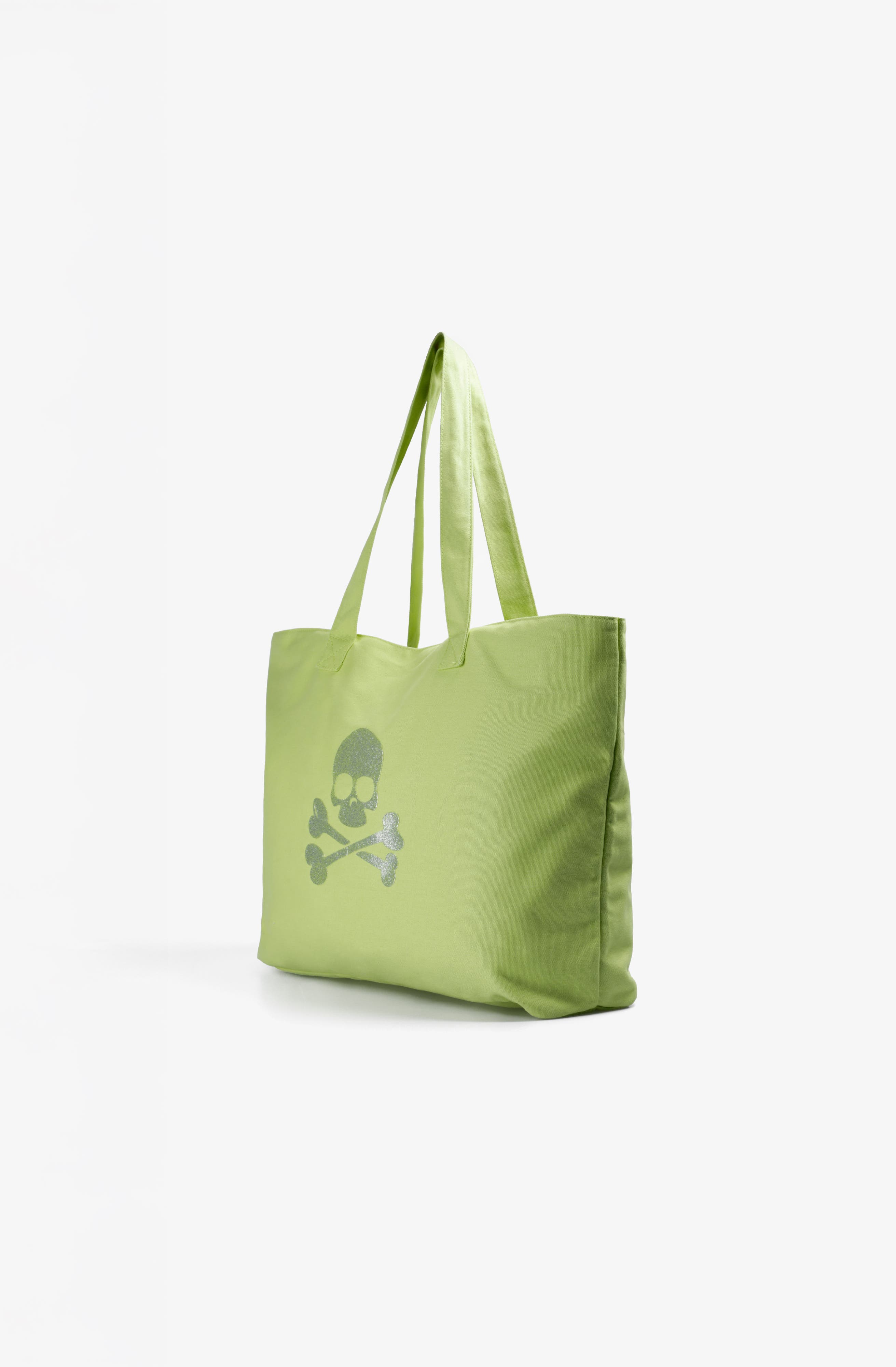Scalpers Skull Tote Bag, Alternate, color, Lime
