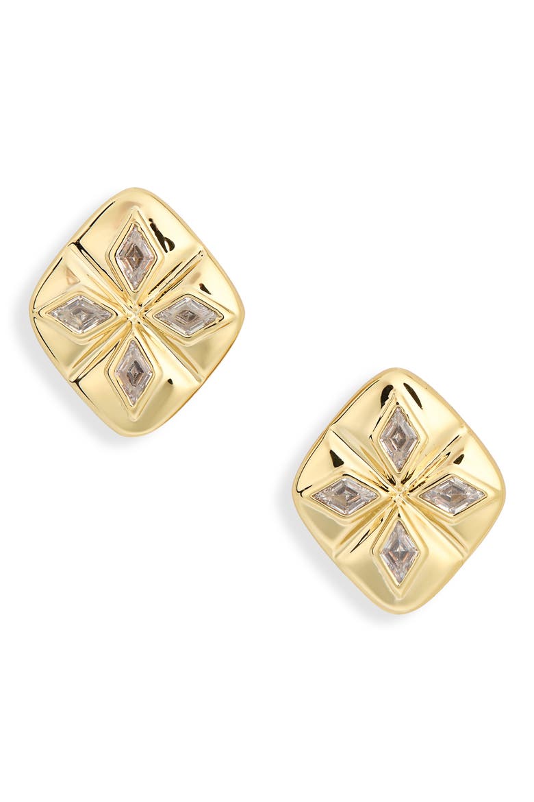 Vaughn Cubic Zirconia Stud Earrings, Main, color, GOLD